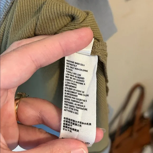 We The Free Olive and Gray Patchwork Long Sleeve Tee - Picture 4 of 5